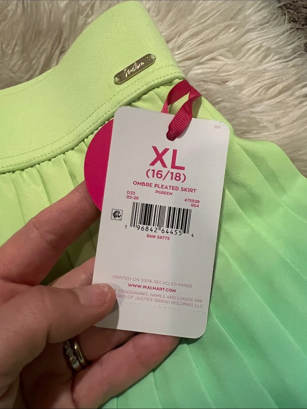 Justice Lime to Aqua Ombre Pleated Skirt